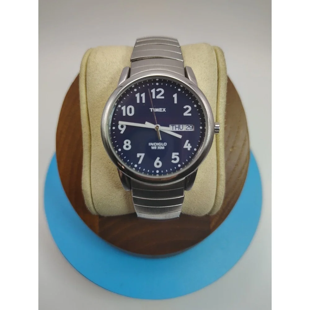 Timex INDIGLO Mens Quartz‎ Watch Blue Dial Stainless Steel Near Mint